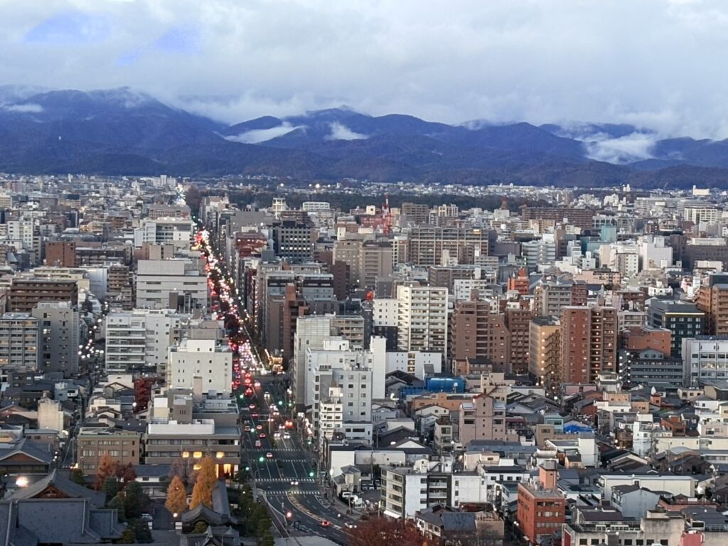 東京タワーからの見える京都市街町の様子